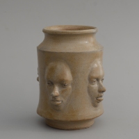 pot with spitting faces / 2024 / glazed stoneware