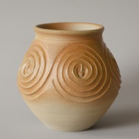 Stoneware pot with spiral / wood fired stoneware / 2019