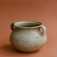 Glazed stoneware pot with two handles / glazed stoneware / 2023